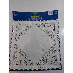 ROYAL LACE Basket Lace Doilies 10 Inch Square (Lot of 15) Made in USA